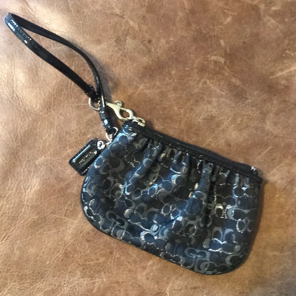 Coach Wristlet w Leather Detail